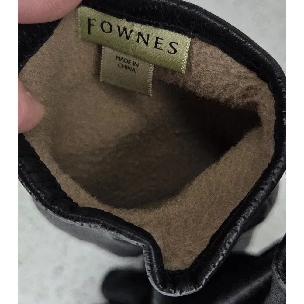 Vintage Fownes Black Leather Wrist Length Driving Gloves Women's Size 7 1/2